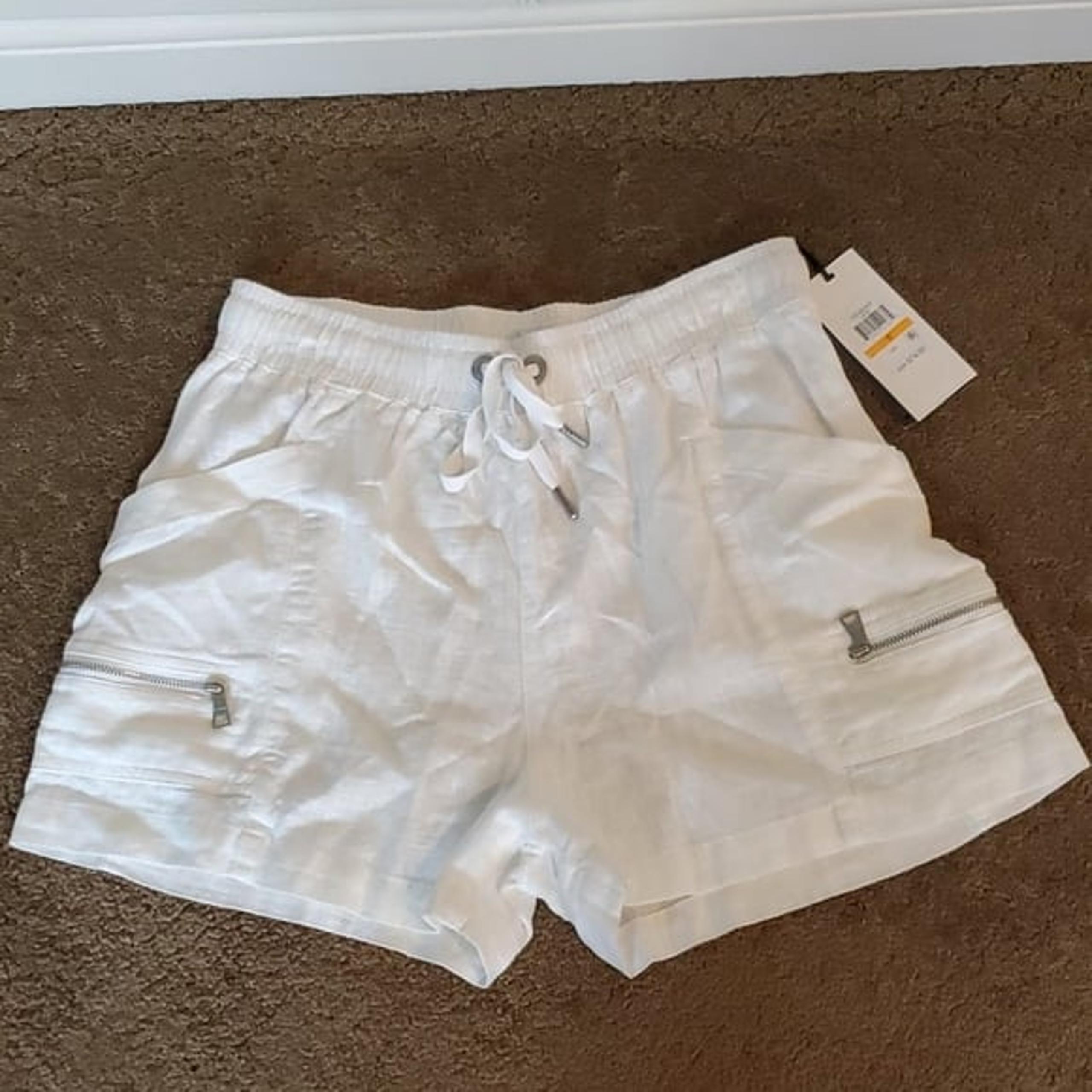 Womens DKNY Jeans Linen Blend Pull On Shorts Size XL 16/18 White NWT