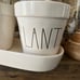 Rae Dunn Planter Set live love plant with tray