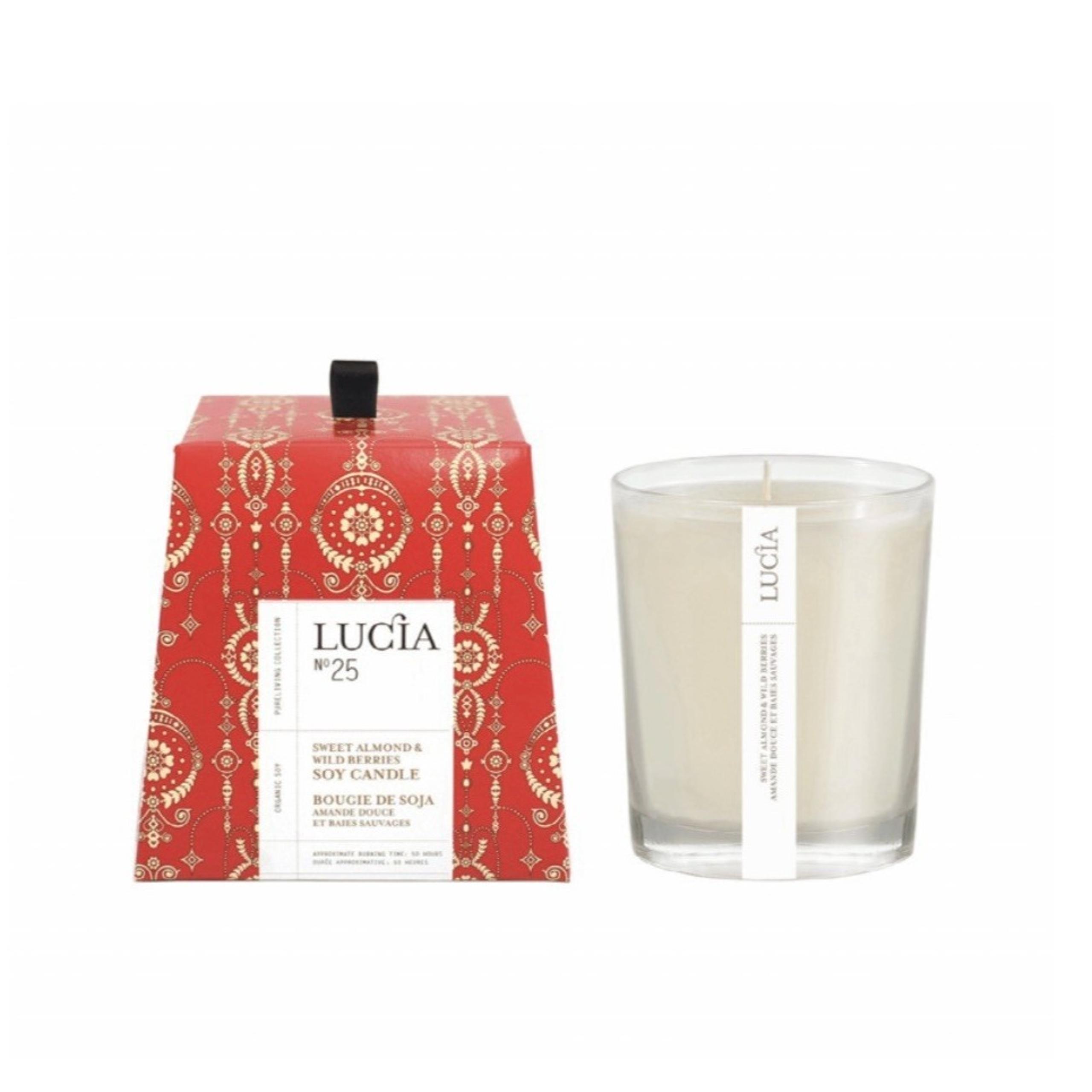 Lucia No 25 Sweet Almond & Wild Berry Small 20 Hour Soy Candle