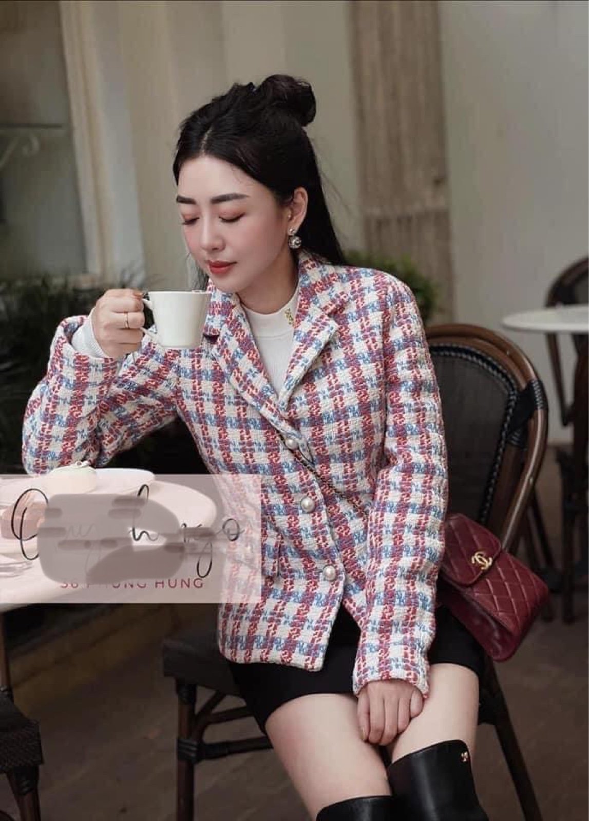 ZARA PEARL BUTTON TEXTURED JACKET