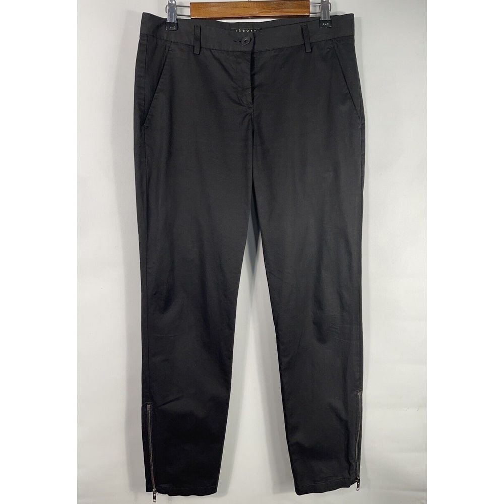 Theory Women's Size 6 Black Pants with Ankle Zippers