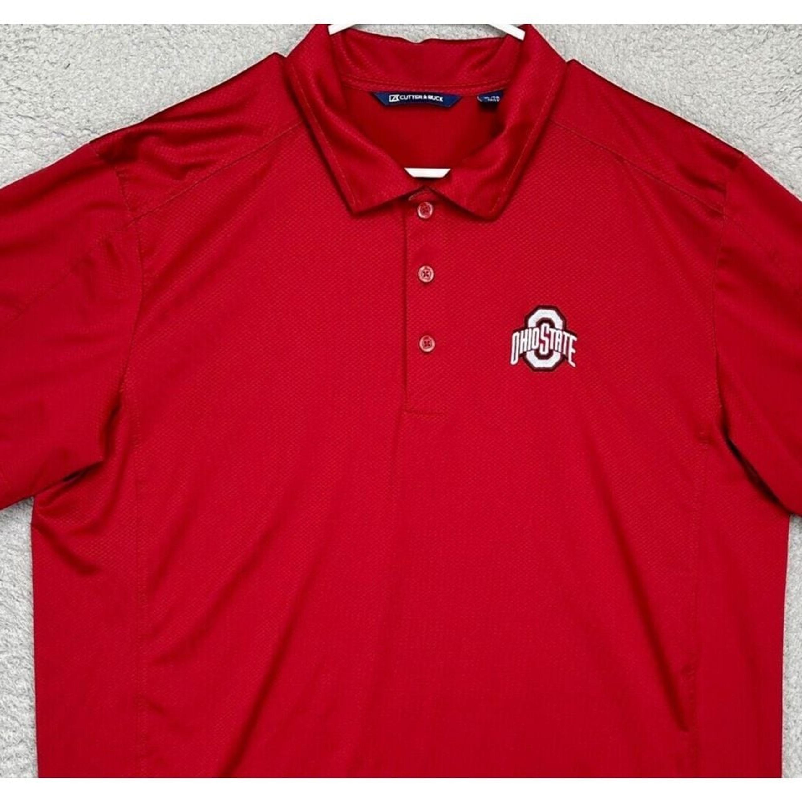 Ohio State Buckeyes Shirt Mens XL Red Polo Athletic Stretch Rugby Cutter Buck