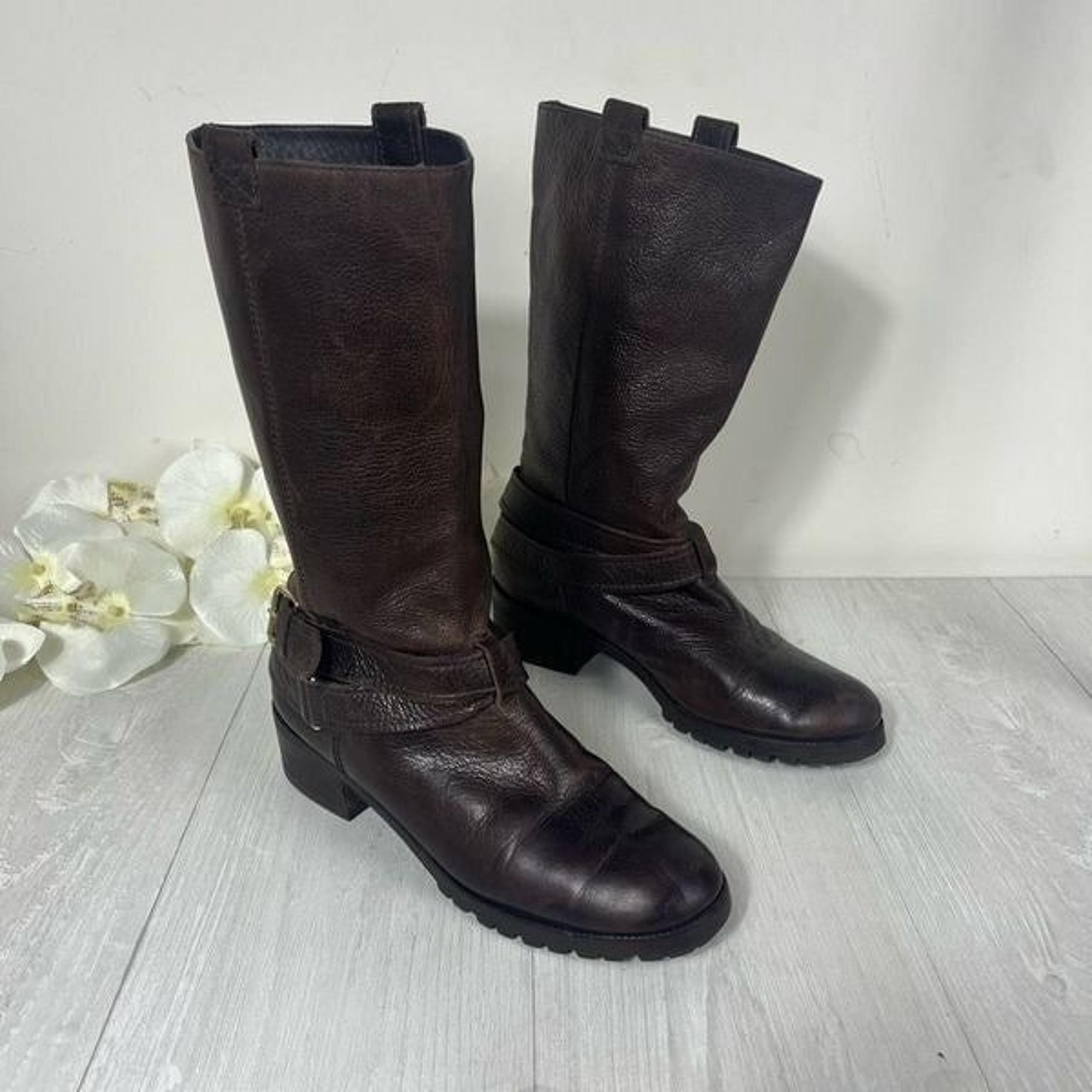 Diane Von Furstenberg Brown Leather Safari Moto Boots size 8.5