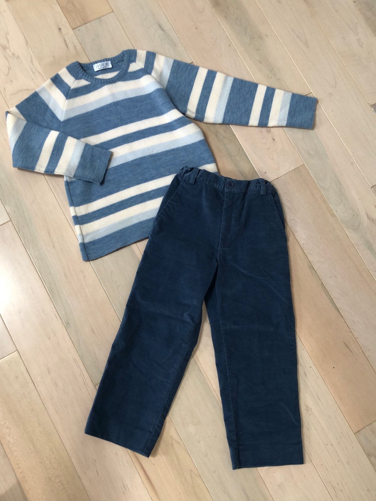 Magil boys 4-5 wool sweater cotton velvet stretch pants