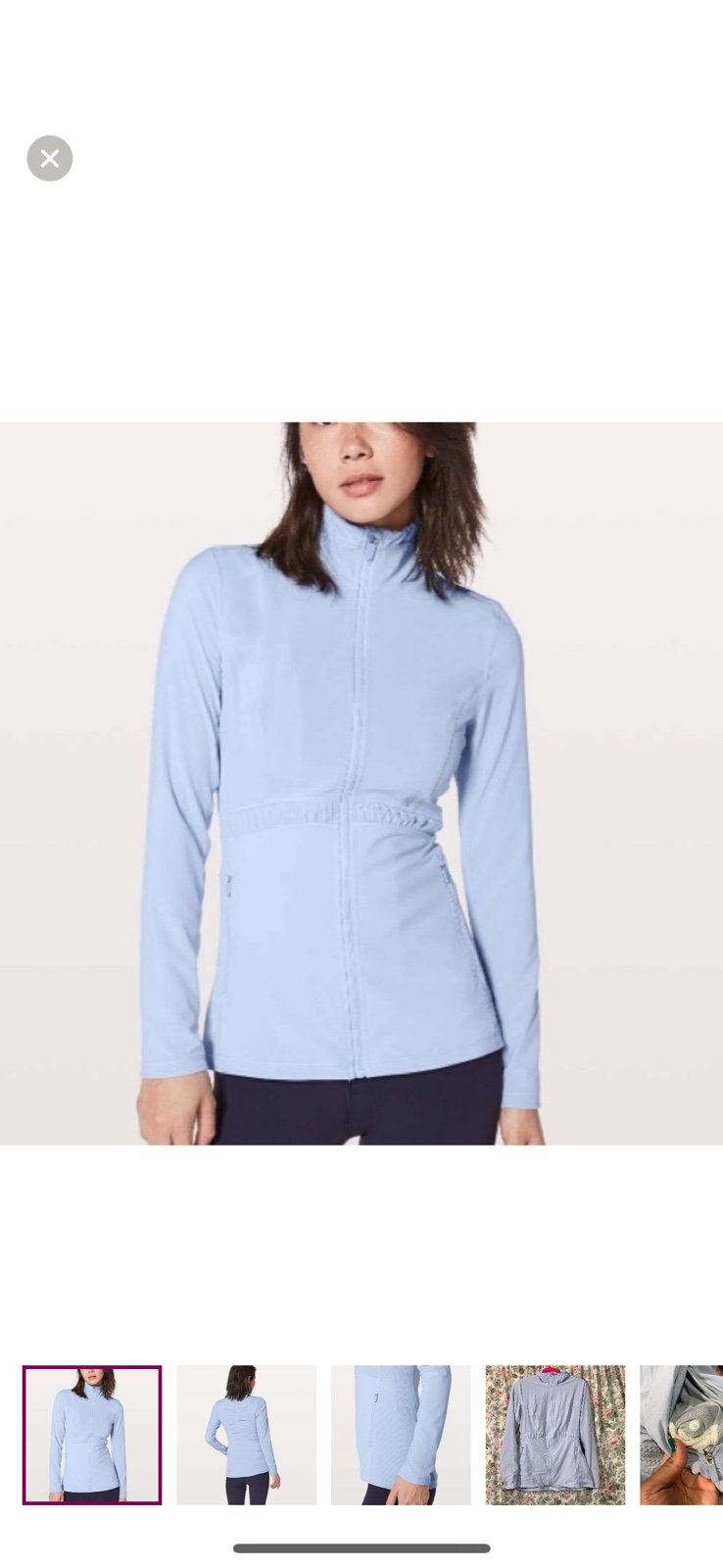 Lululemon Athletica Round Trip jacket Rouched Full Zip sz 10 Cool Breeze ice blu