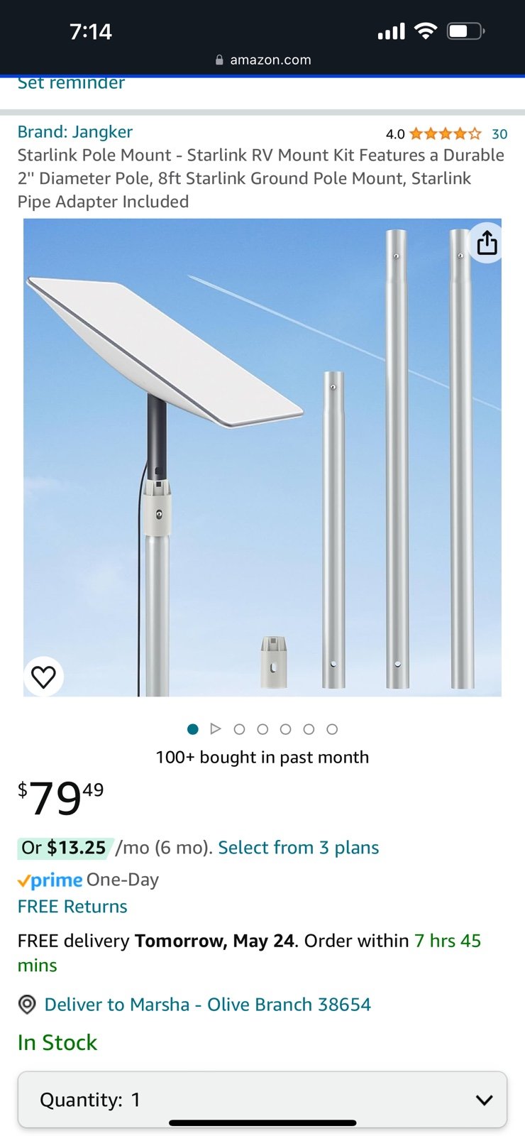 Starlink pole mount
