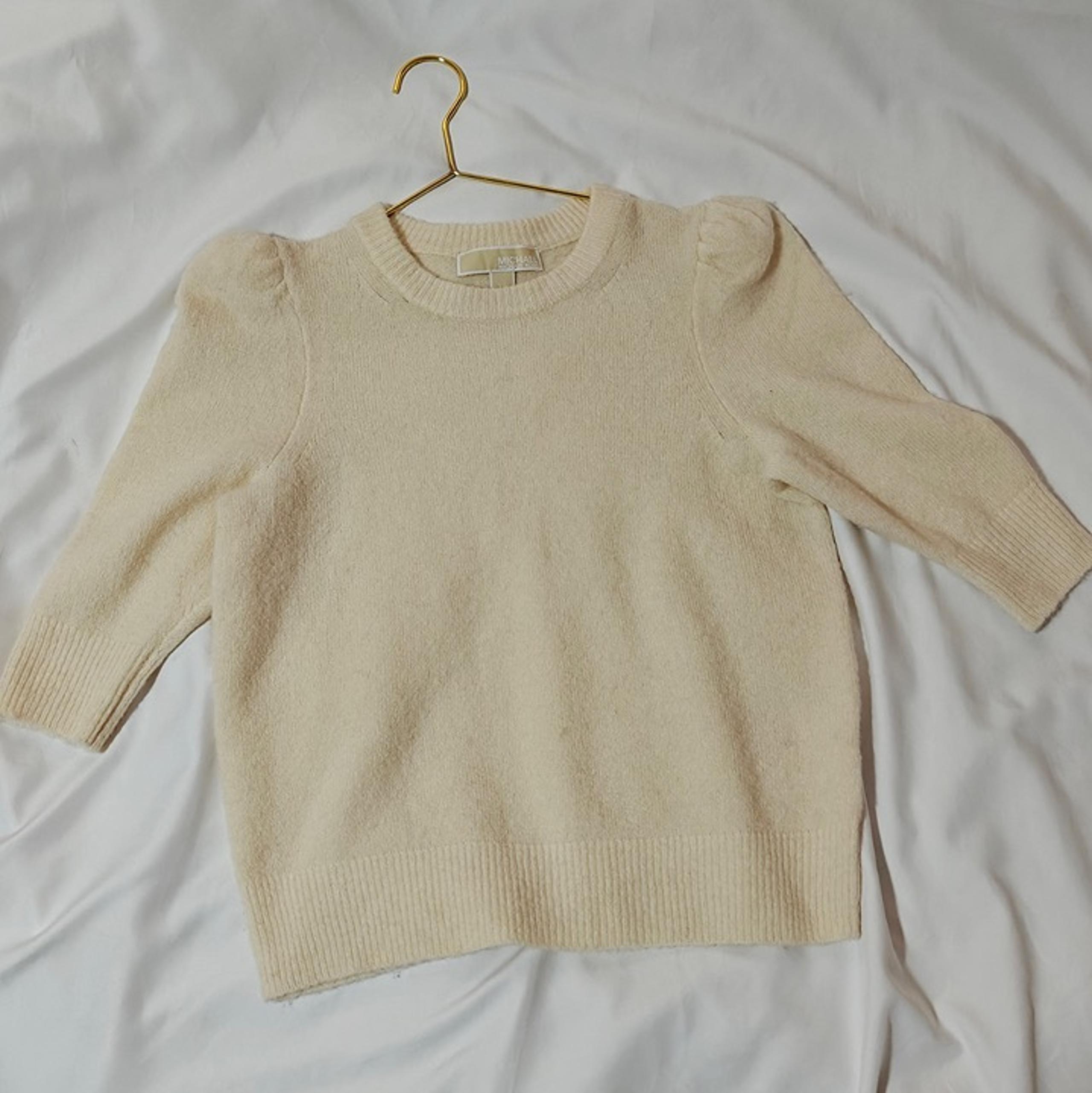 Michael Kors Ivory Puff Sleeve Crewneck Sweater Size XS Pre-owned