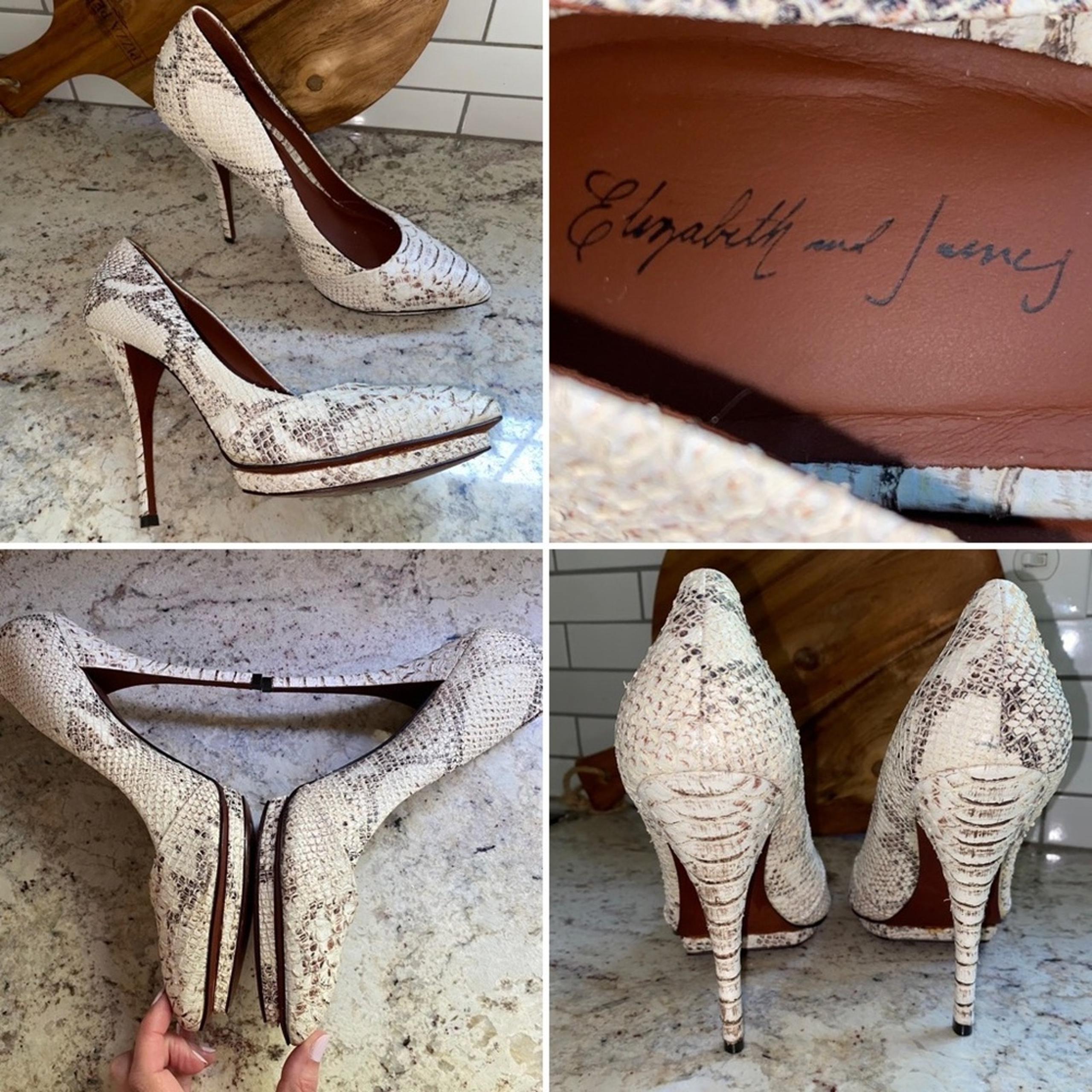Elizabeth & James Falin $395 Snake Print Stiletto Platform Heel Womens 10 B EUC
