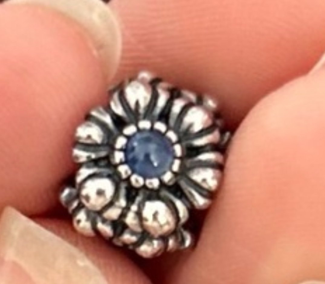 Pandora Retired Birthday Bloom Retired Natural Sapphire Excellent Authentic