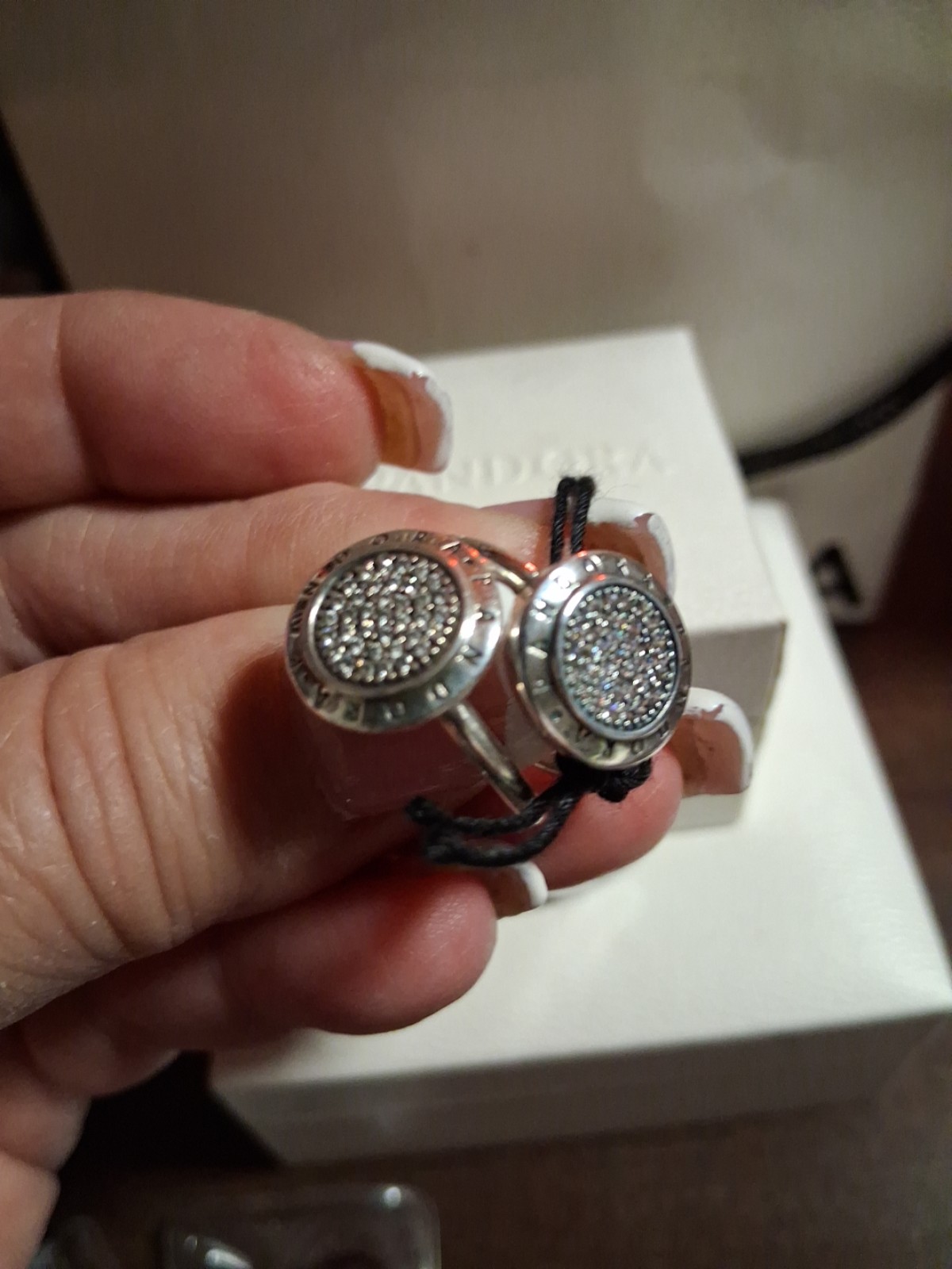 Pandora authentic brand new sterling silver signature pave solid rings size 7 -8