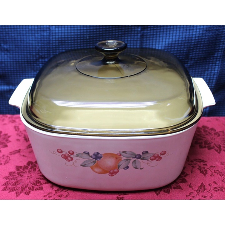 Corning Ware 5 Liter A-5-B Casserole Dish Abundance w Pyrex A-12-C Fireside Lid
