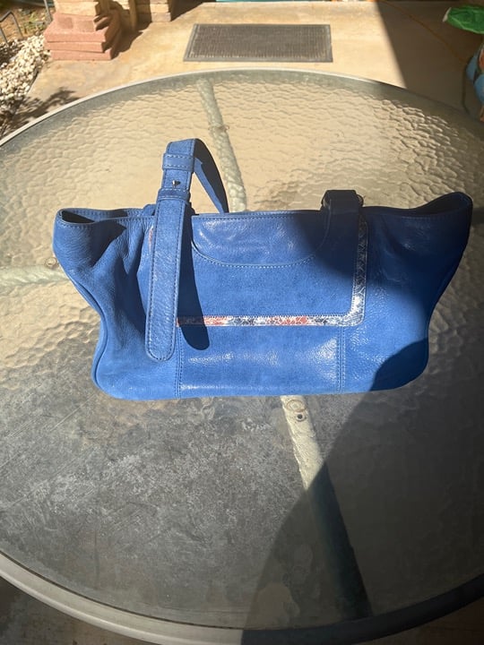 Beautiful blue Hobo genuine leather shoulder bag.