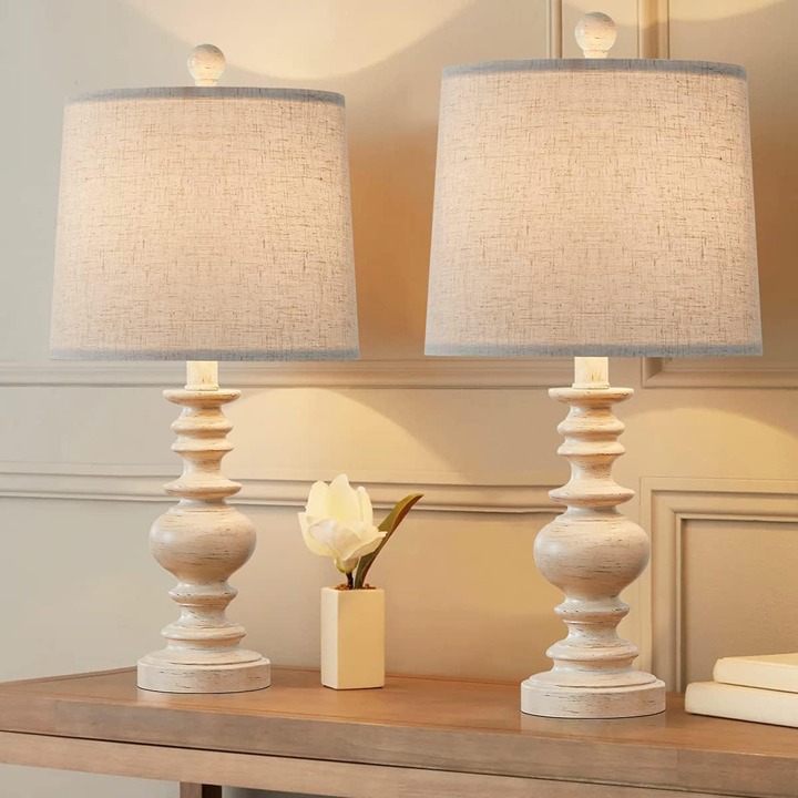 20.5 Rustic Table Lamp Set of 2 for Living Room Farmhouse Bedside Desk Lamps Be