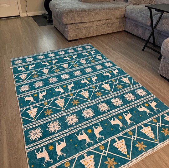 Christmas Area Rugs 4x6 Machine Washable High Traffic Xmas Door Mat Non-Slip