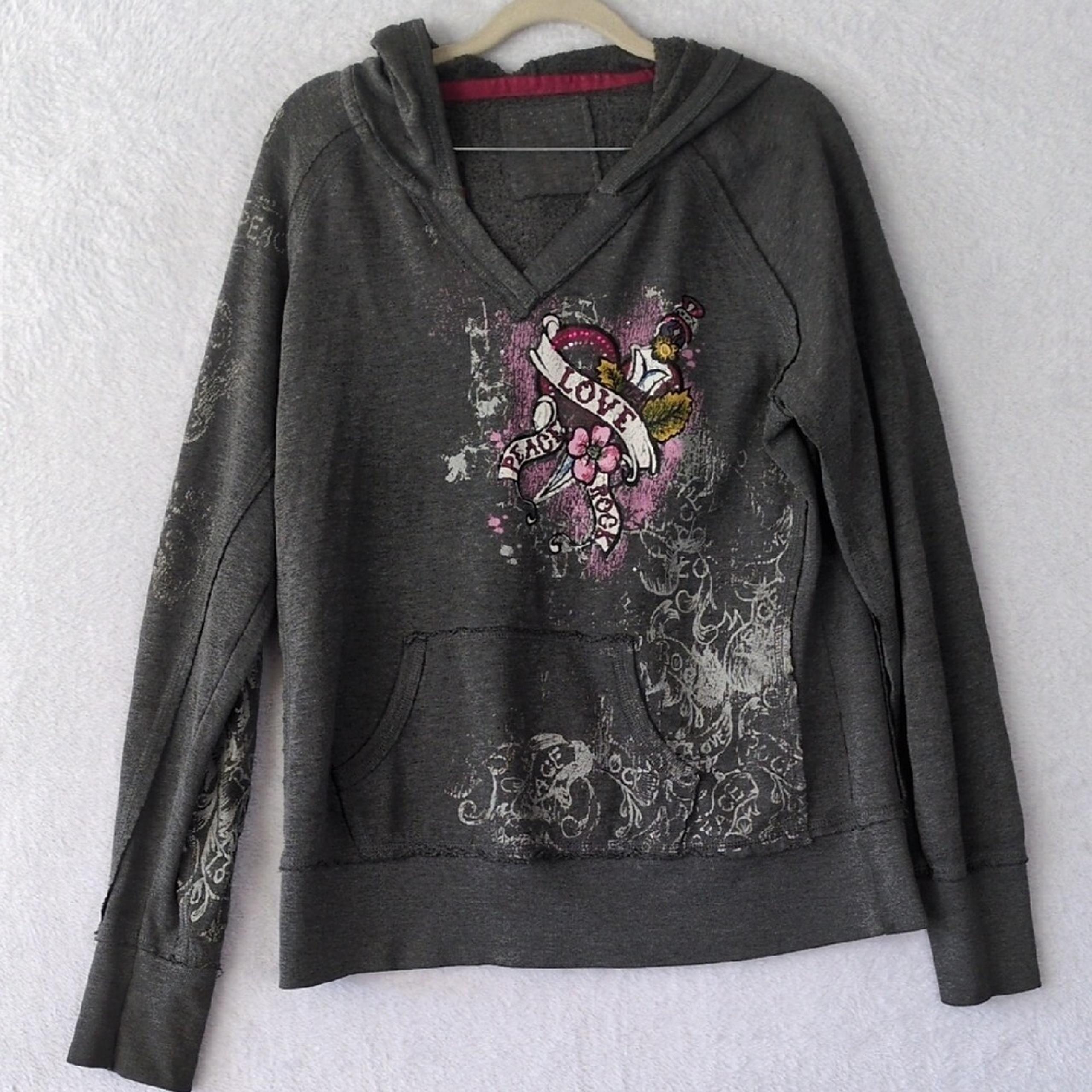 Aeropostale Vintage Y2K Love Peace Rock Women's Sweater Size XL