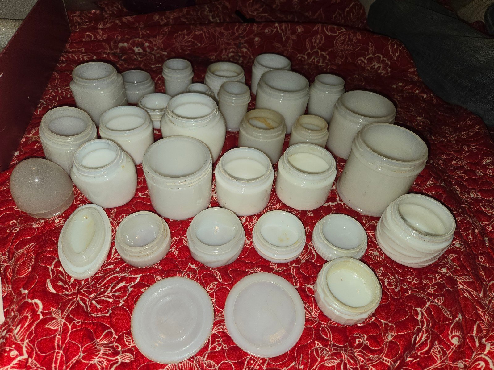 Antique Milk glass cream jars