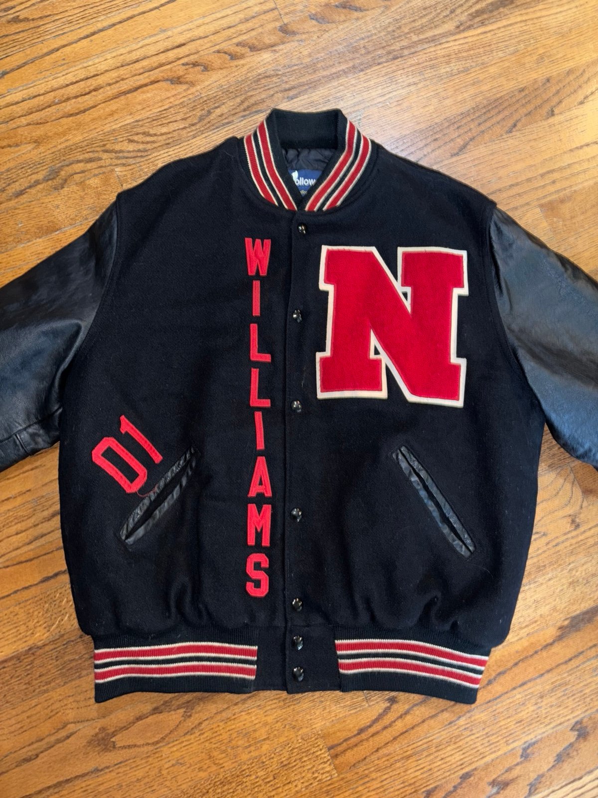 Vintage red and black varsity jacket 90s