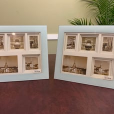 One Of A Kind 5-opening White Glass College Frame For Use On Wall Or Table.