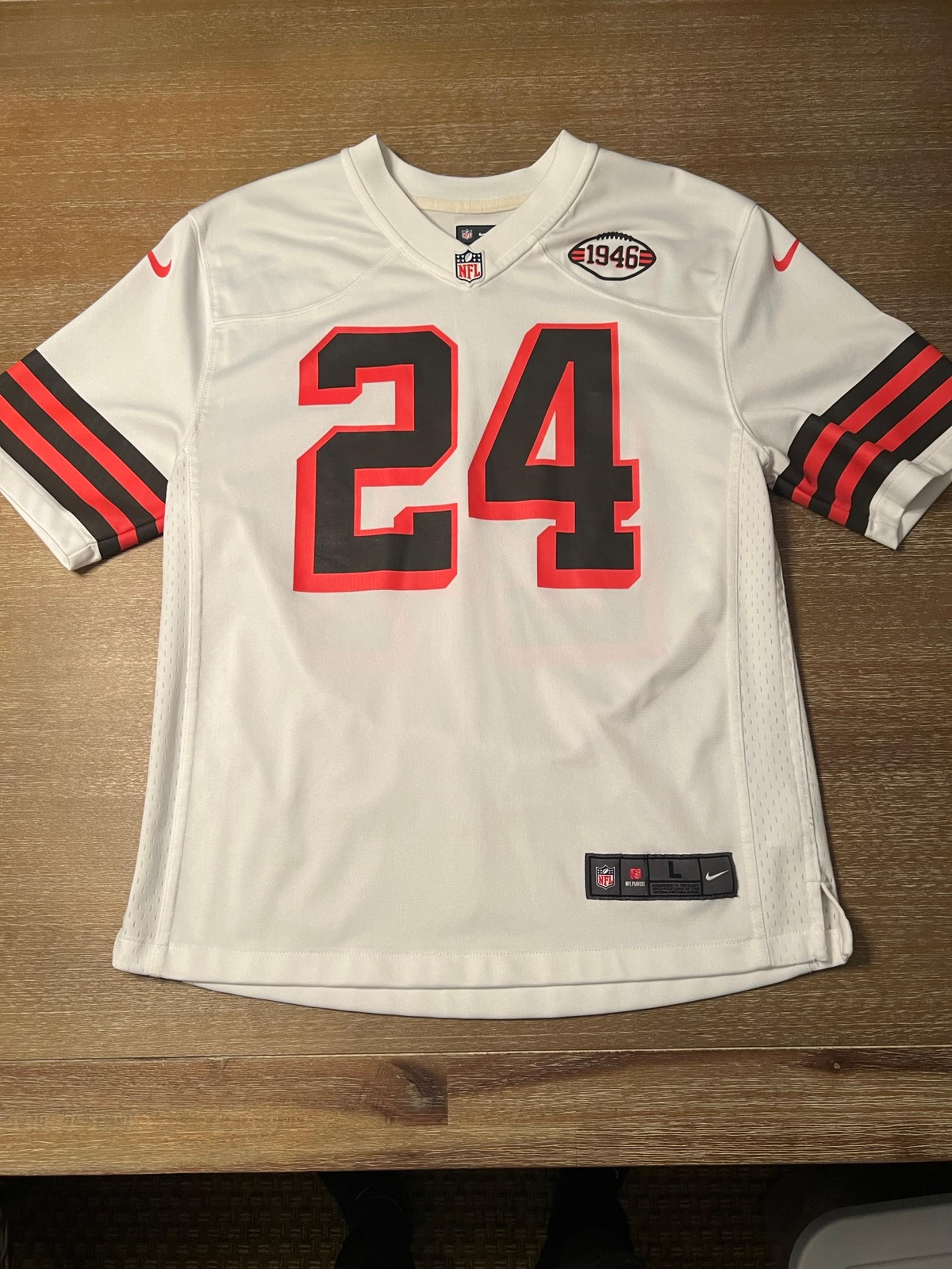 Nike Nick Chubb Cleveland Browns 1946 Anniversary Jersey Youth Large NFL White