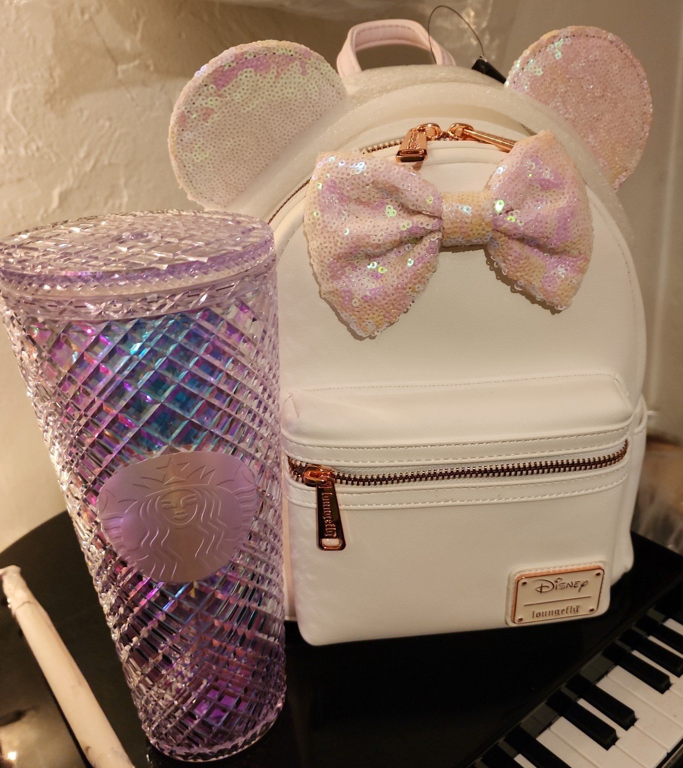 Loungefly Disney Minnie Mouse Iridescent Sequin mini backpack Trio