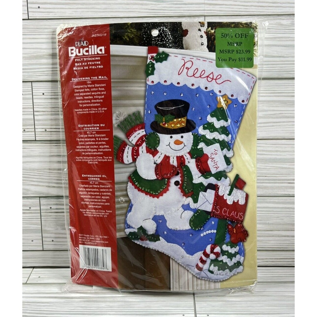 Bucilla Delivering the Mail Christmas Felt Stocking Kit 18 by Maia Stanziani