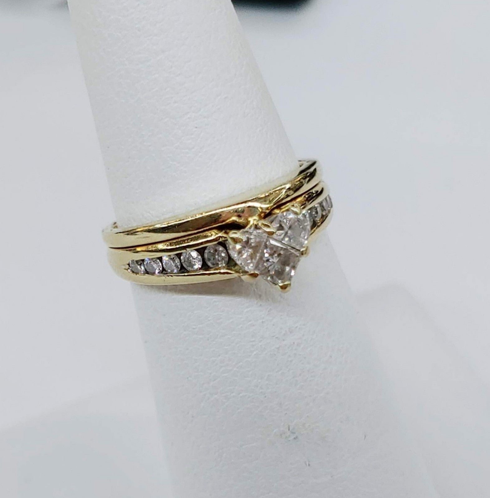 Heart moissanite engagement/wedding ring in 14k yellow gold