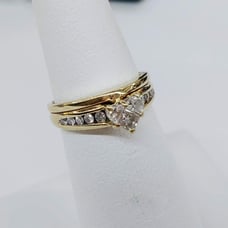 Heart moissanite engagement/wedding ring in 14k yellow gold