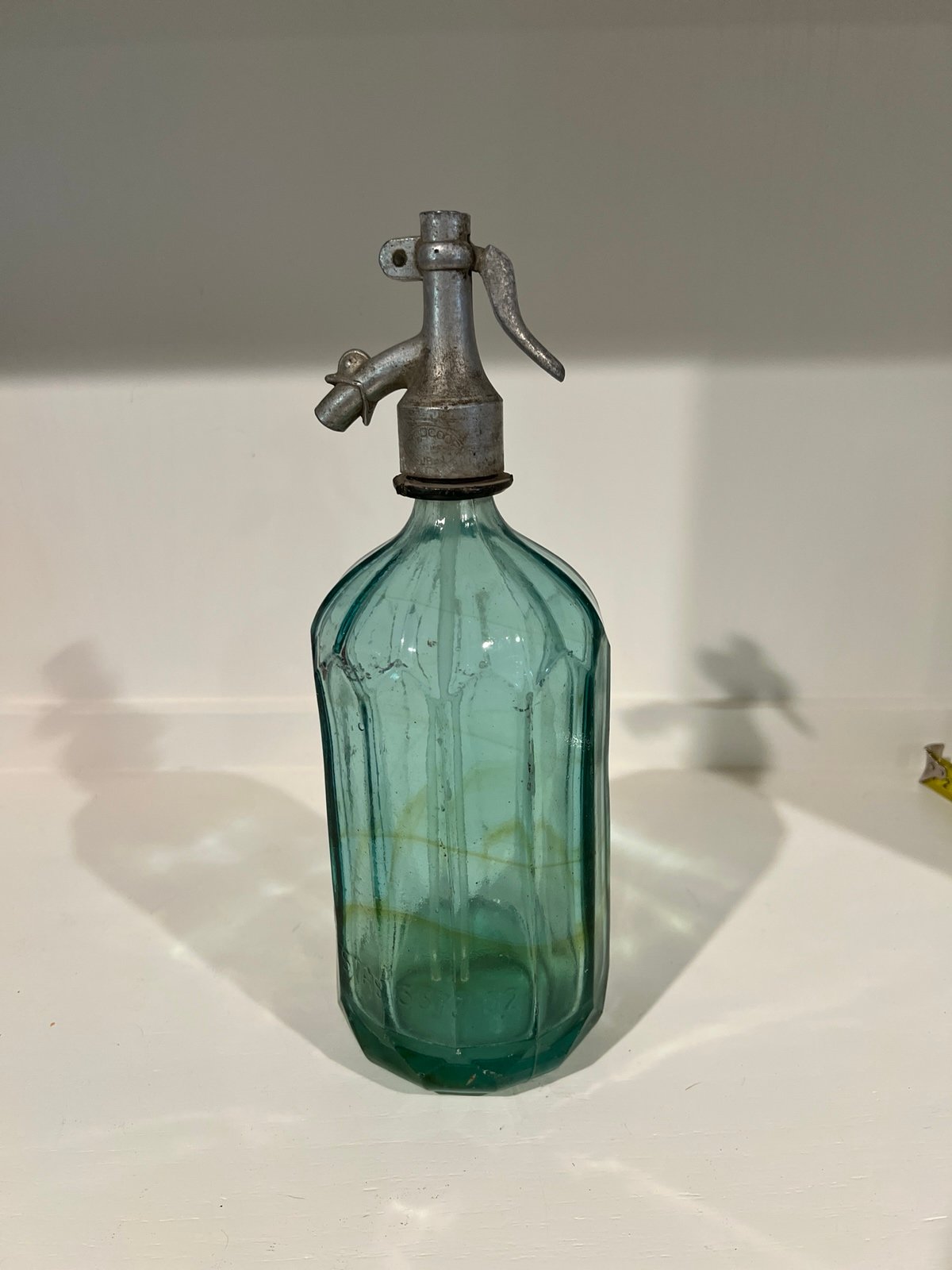 Vintage Turquoise Glass Romanian Seltzer Bottle