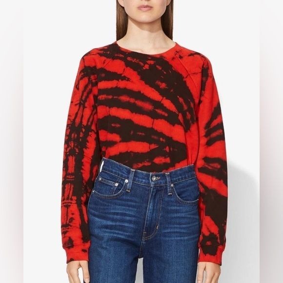 Proenza Schouler PSWL Red & Black Sweatshirt Shrunken Tie Dye Women’s sz XS