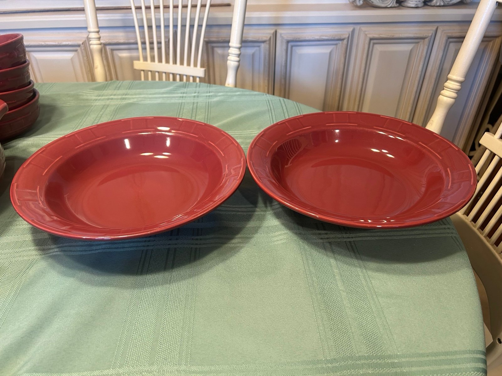 2 HTF Longaberger Pottery Woven Traditions Paprika Pasta Bowls EUC