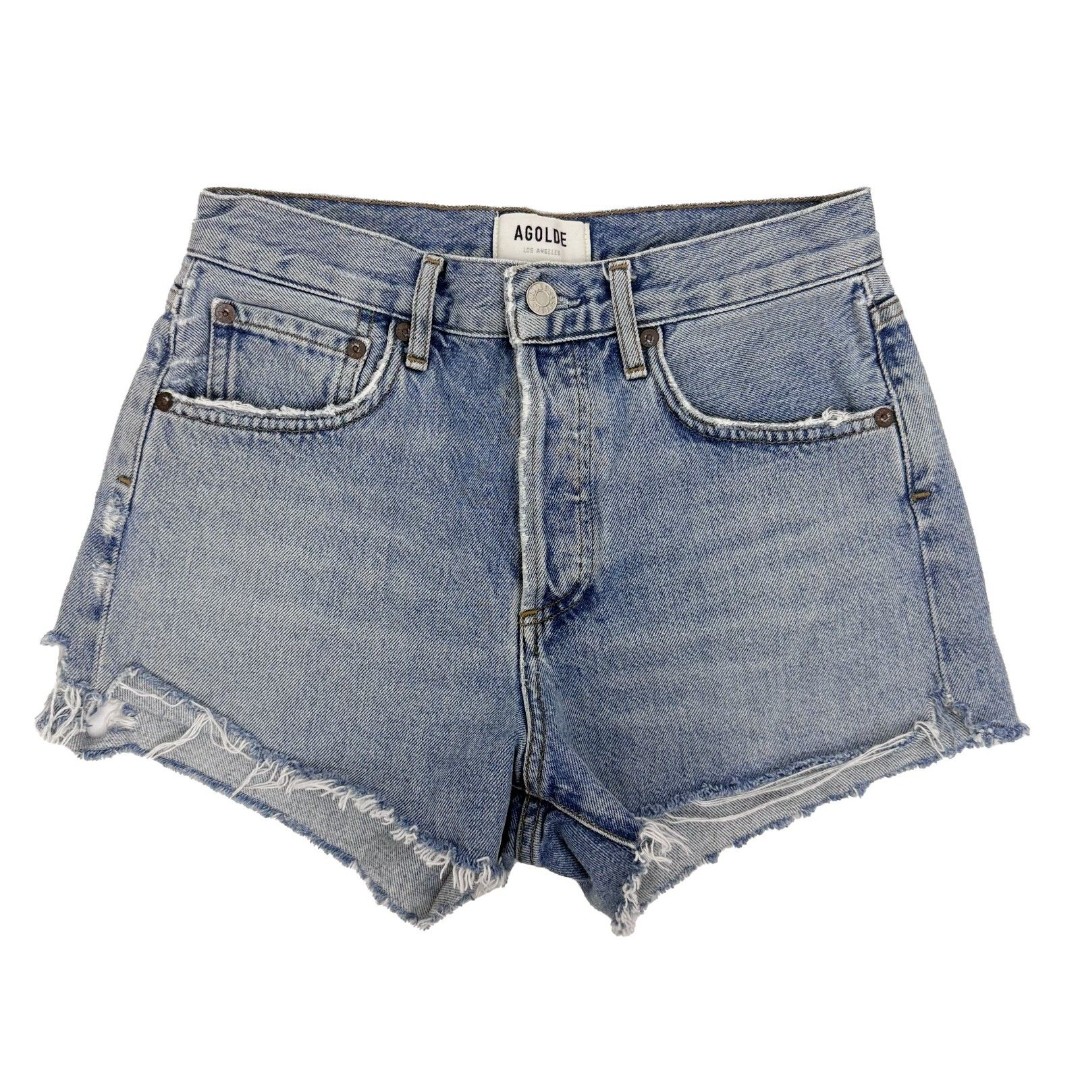 AGOLDE Parker Vintage Cut Off Shorts 24 Riptide Blue Denim Jeans EUC B77