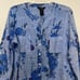 Ali Miles Lagenlook Top Floral Chambray Sequins Roll Up Tab Sleeves Petite Large