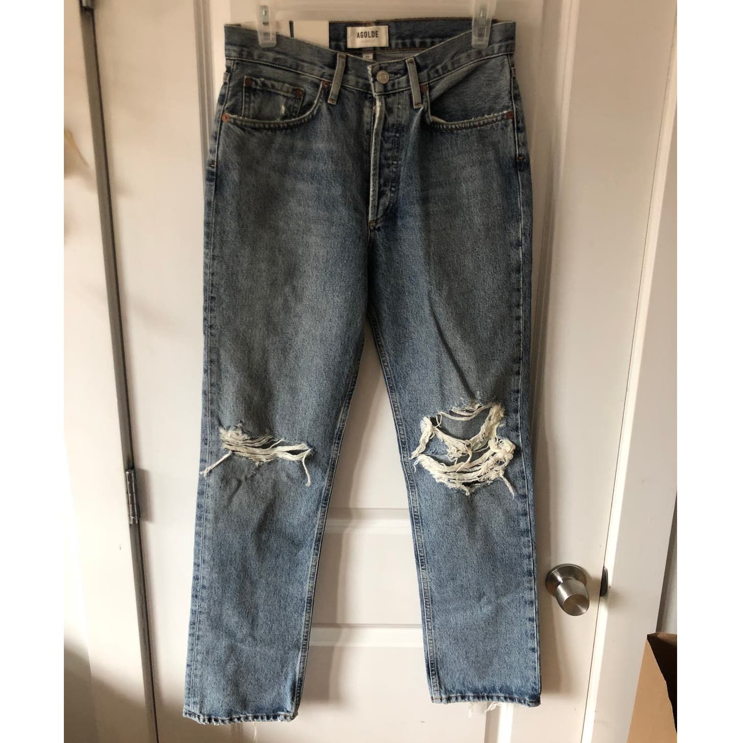 AGOLDE Women's Jeans sz 25 Lana Distressed Vintage Ripped Straight-Leg 198 NWT