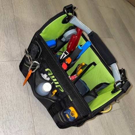 12 Inch Pro Tool Tote with Rotating Handle for Easy Tool Access, Water-Resistant