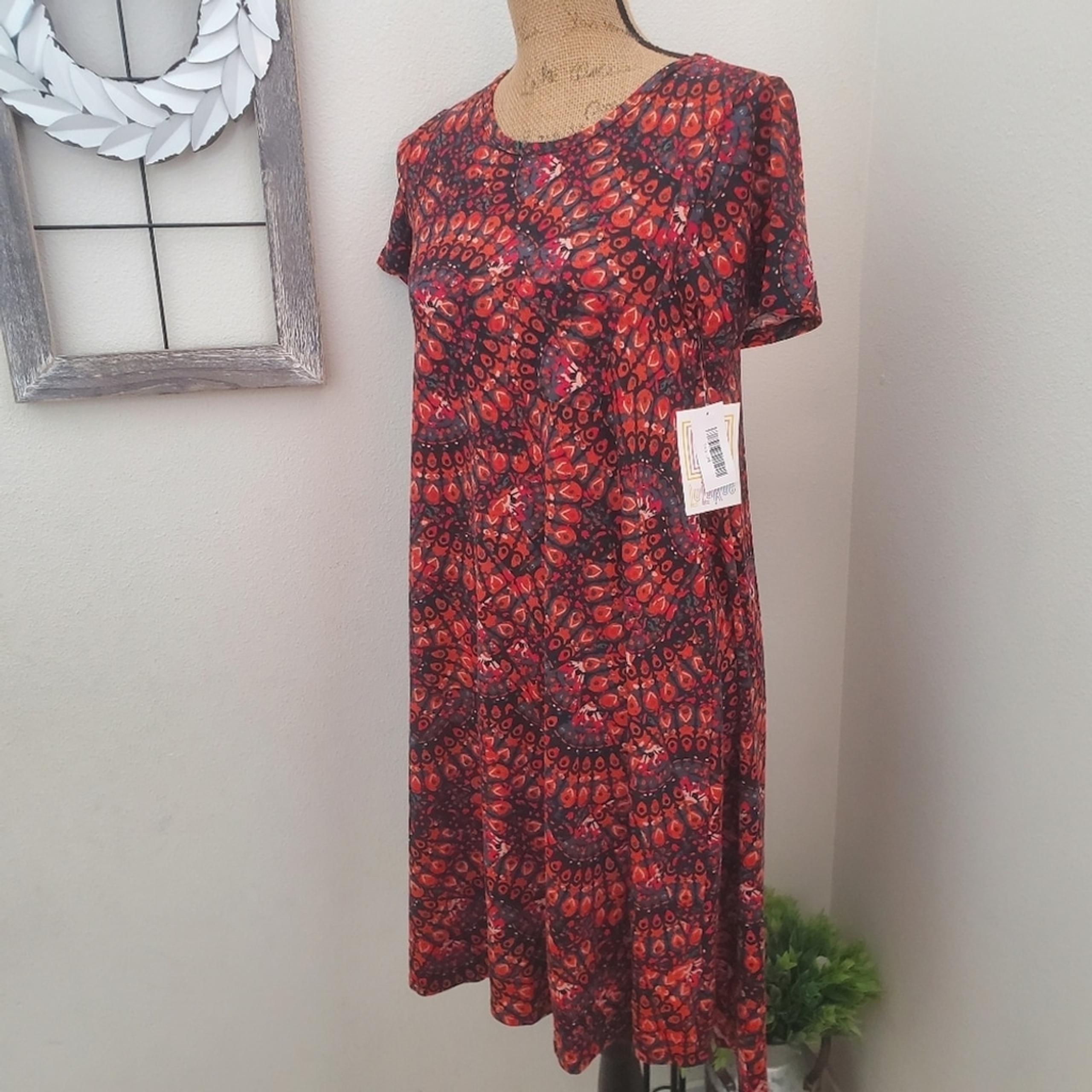 LulaRoe Red Tones High Low Carly Swing Dress Women's Size XS *