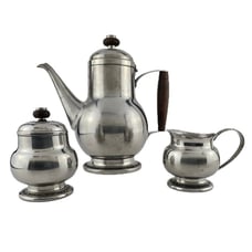 Oneida Tea Set 9.5 Tall Teapot Sugar w/Lid & Creamer 18/8 Stainless Japan READ