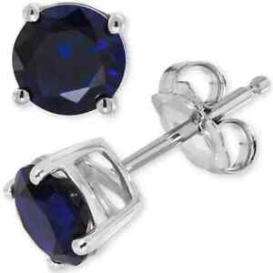 September Sapphire Birthstone Stud Earrings 1/3 ctw in 14k White Gold NWT