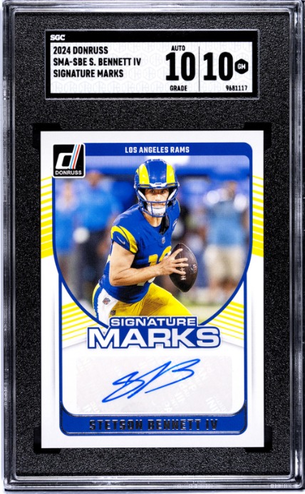 2024 Donruss Sig. Marks #SMA-SBE Stetson Bennett IV RC Los Angeles Rams SGC 10