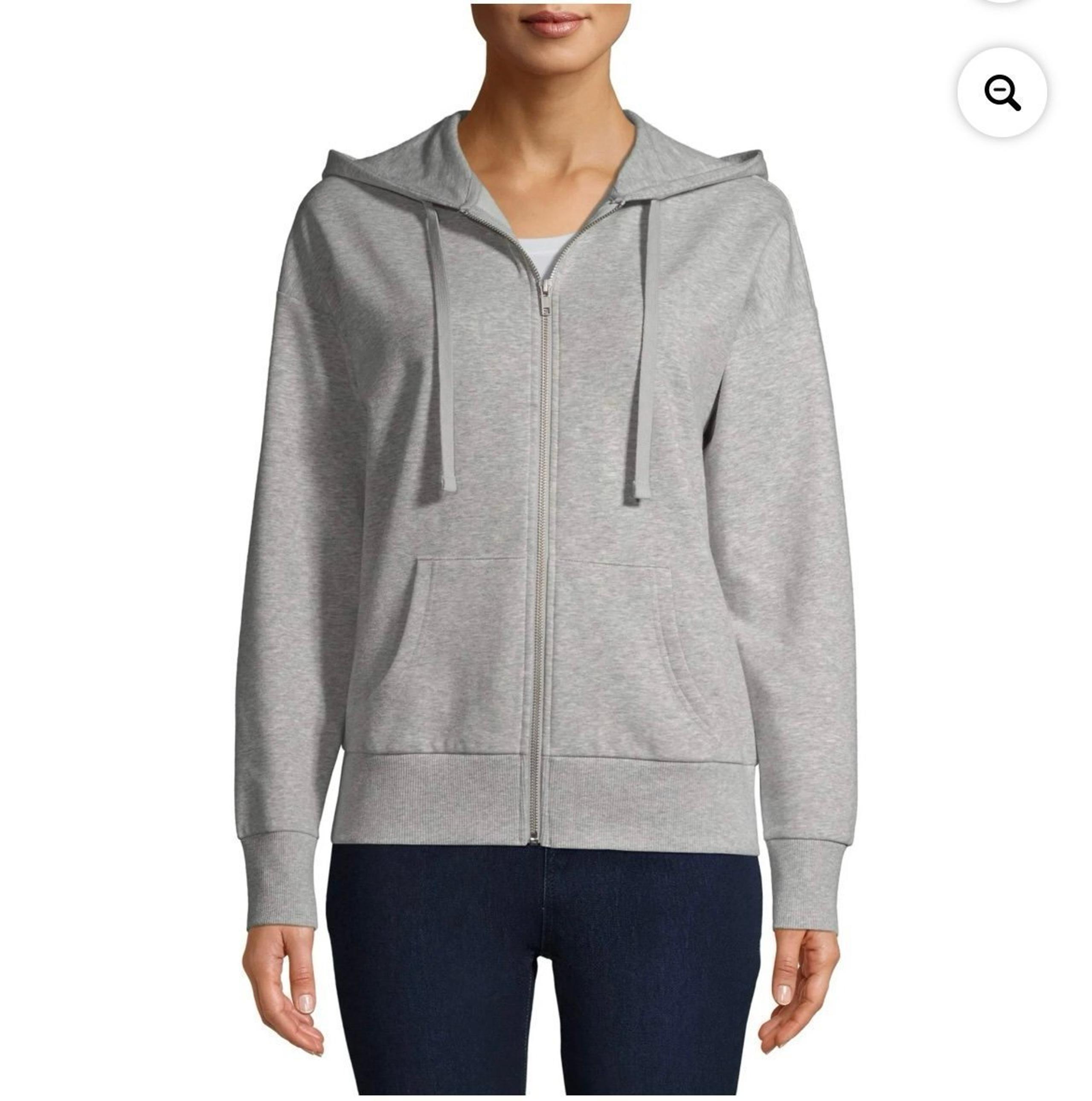 Time & Tru Women’s Grey Zip Up Hooded Sweater