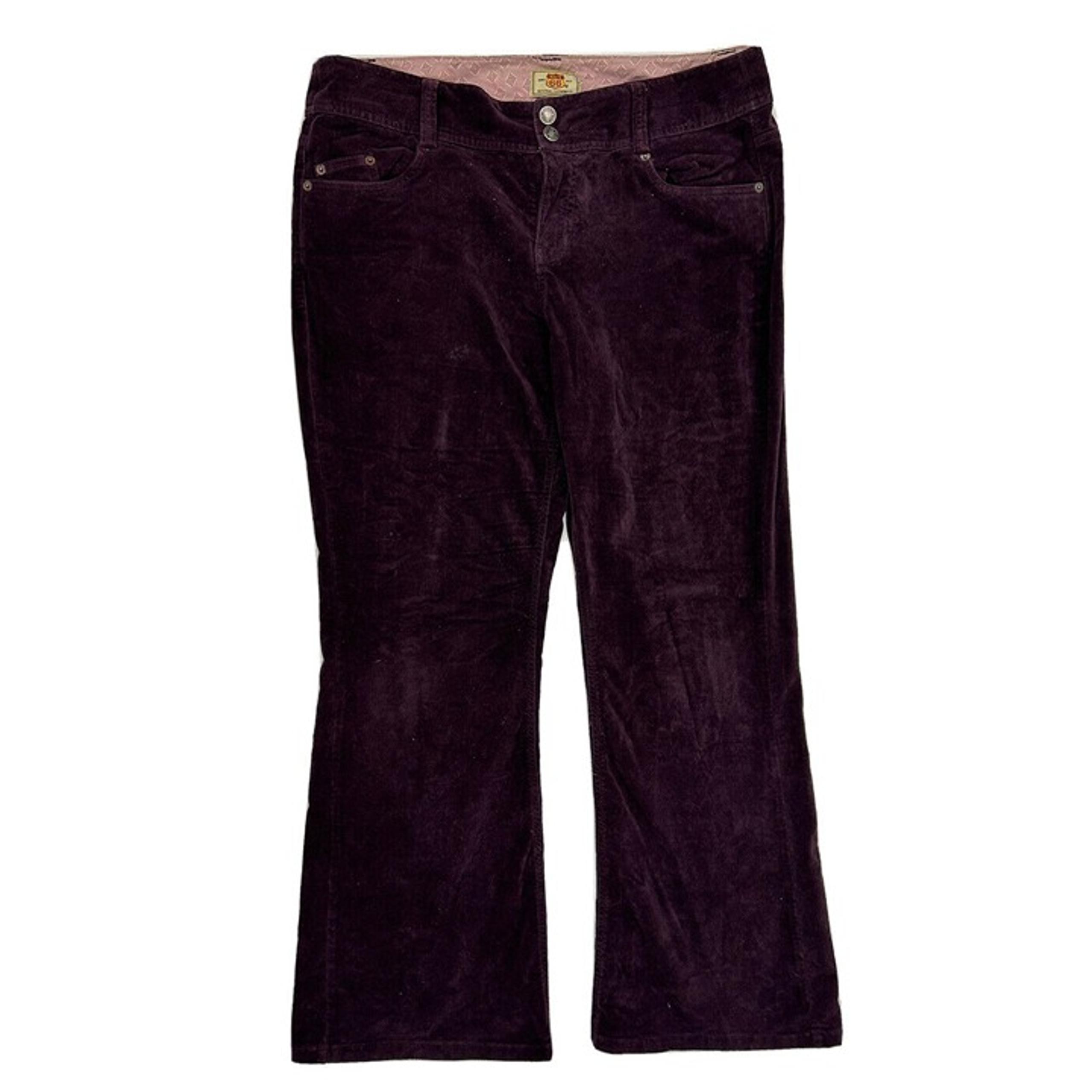 Vintage Womens 14 Velour Velvet Wide Leg Flare Rainbow Stitched Chino Pants
