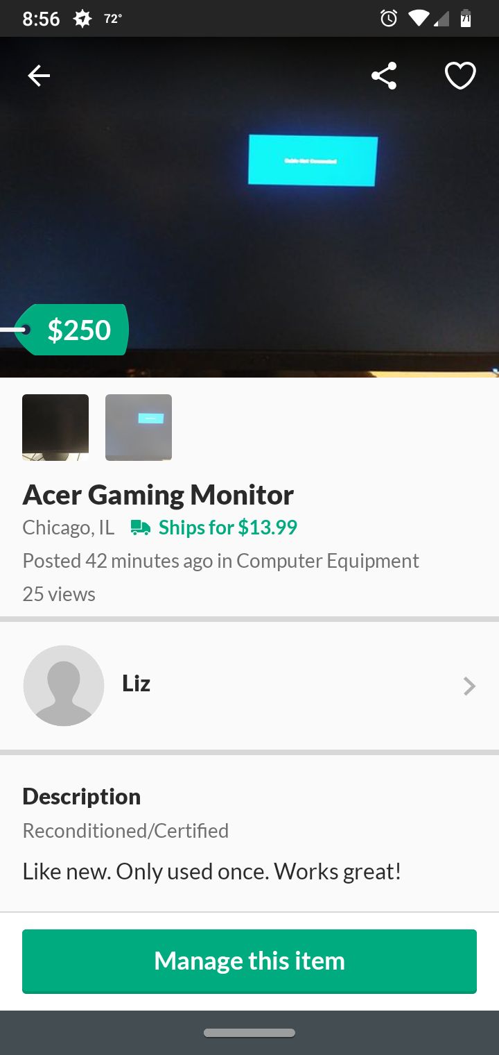 Acer gaming monitor