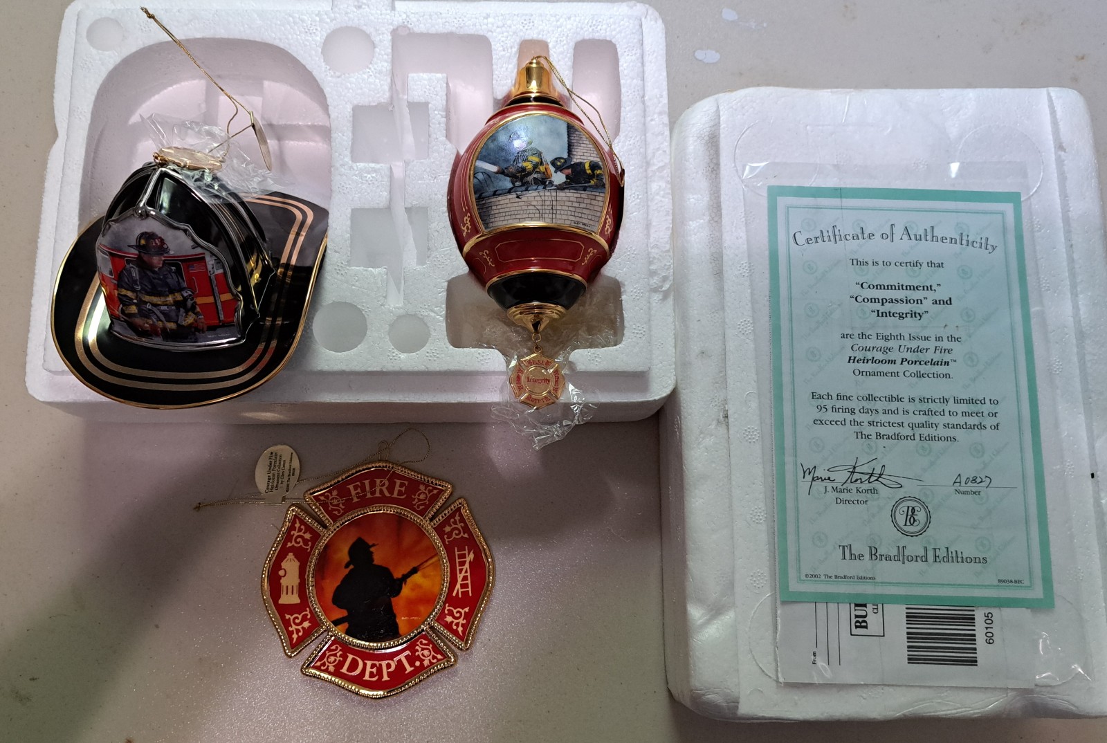 Vintage 2002 Courage Under Fire Heirloom Porcelain Ornament Collection