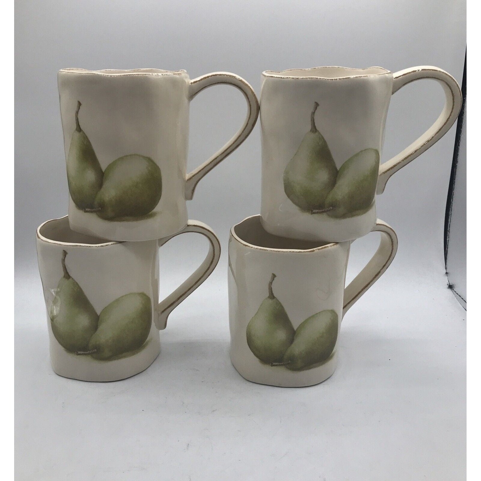 Vintage Rae Dunn PEAR MUG Coffee Cup M Exclusive Magenta Large set of 4