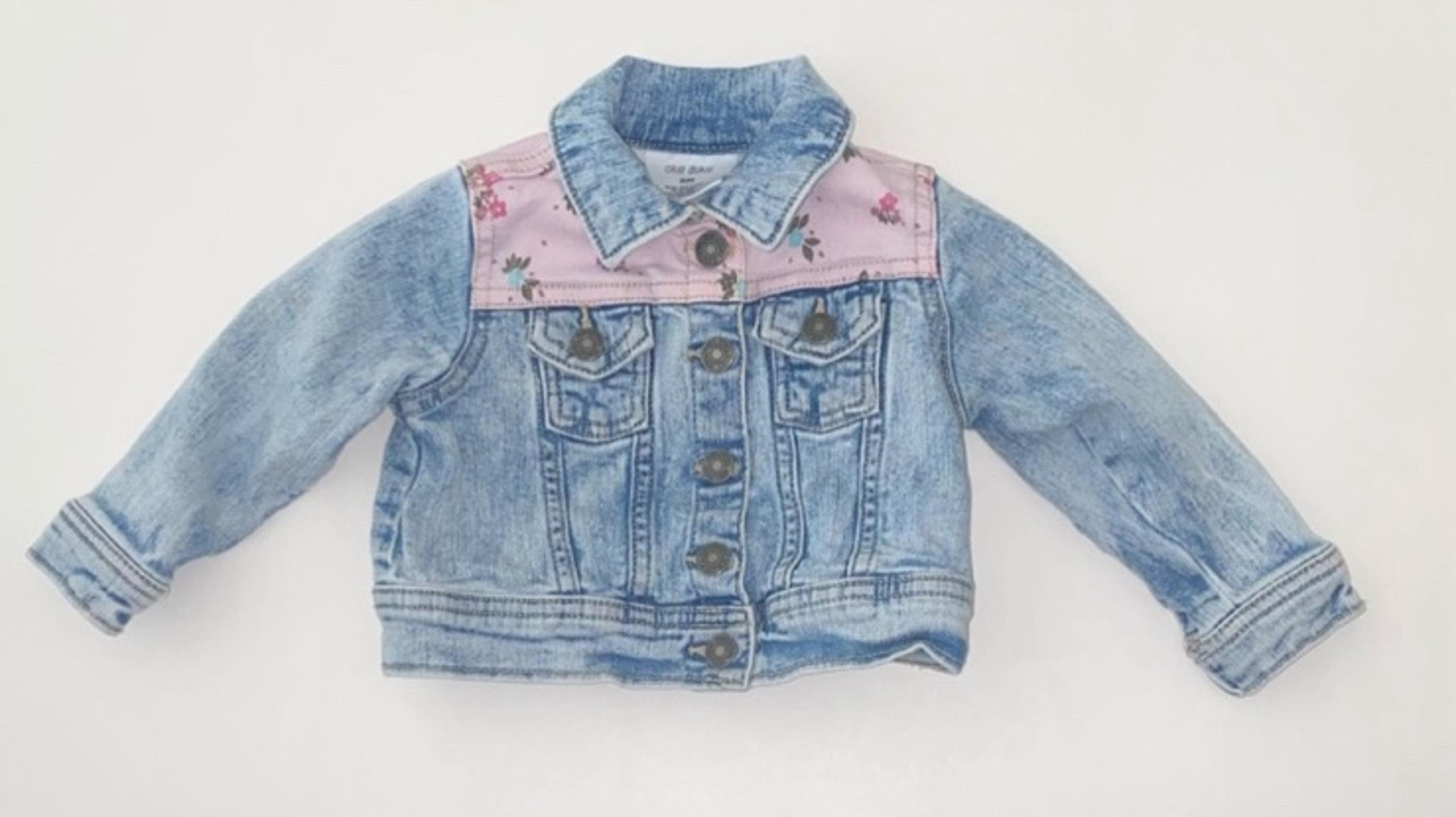 Okie Dokie Baby Girls Floral Detail Denim Jean Jacket Size 9 months