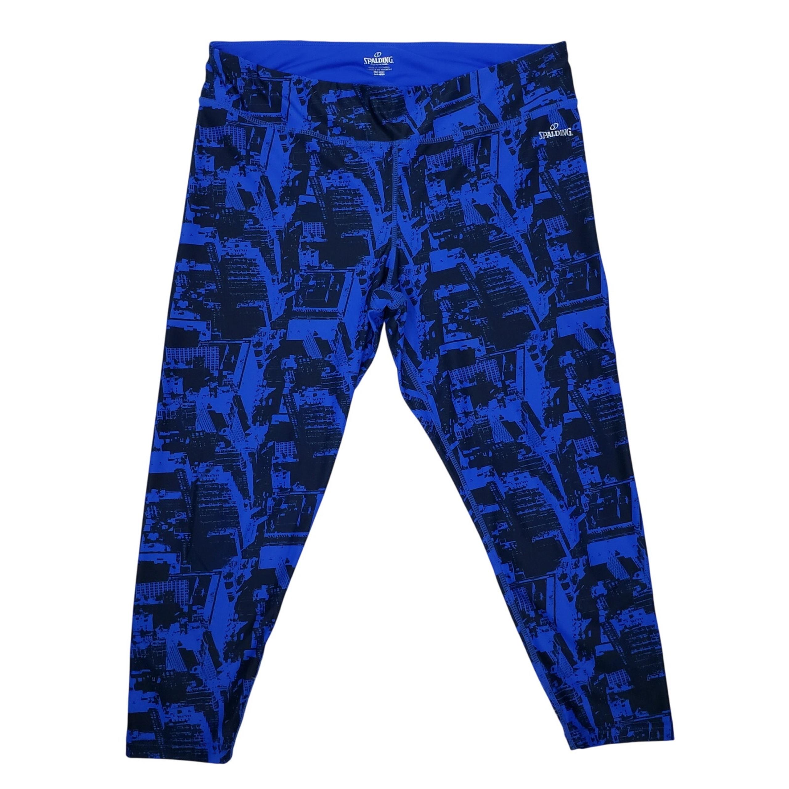 Speed-Dri Active Leggings XL Blue Black Abstract Print Elastic Waist - Spalding