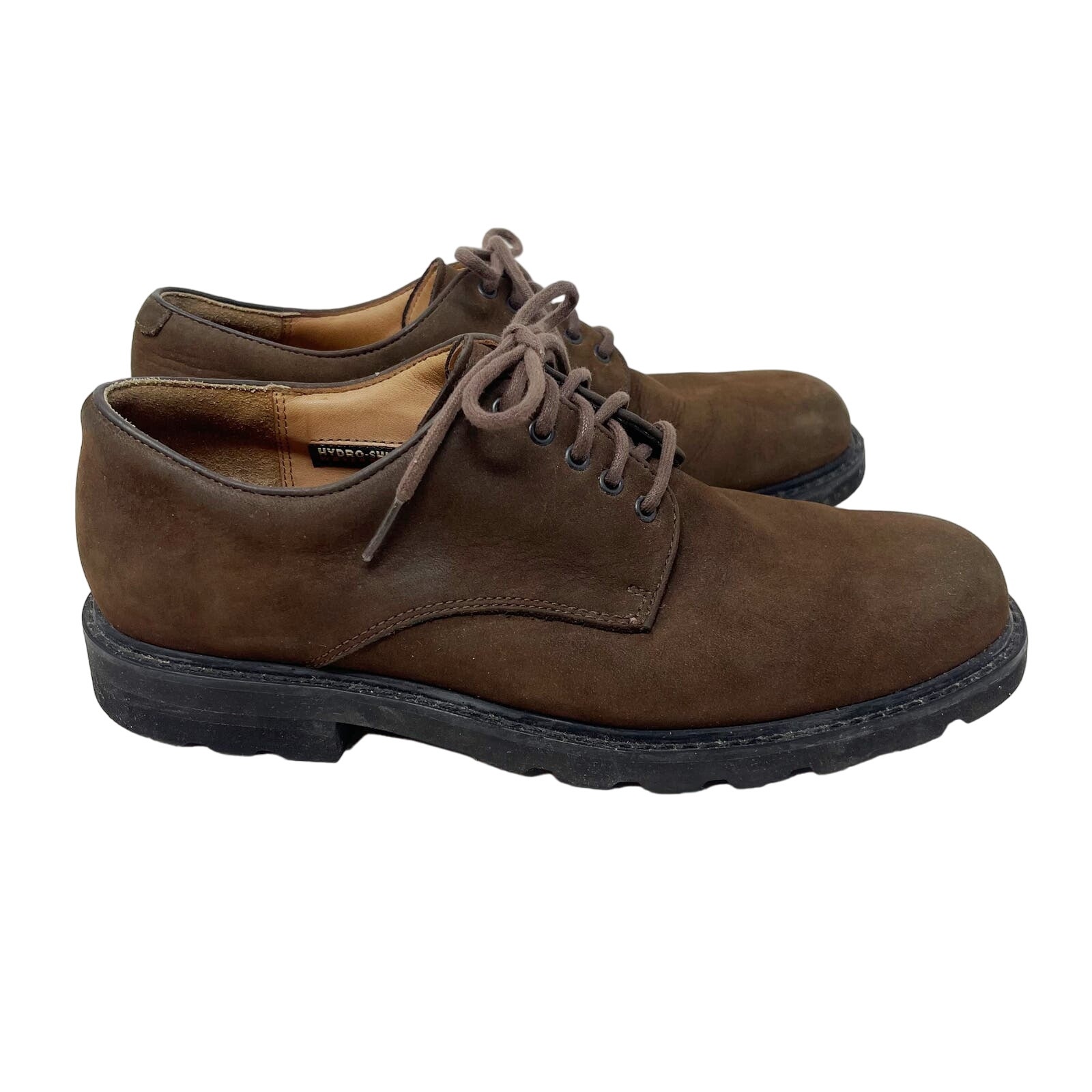 Rockport 9.5 Brown Suede Leather Northfield Waterproof Derby Oxford Vibram Sole