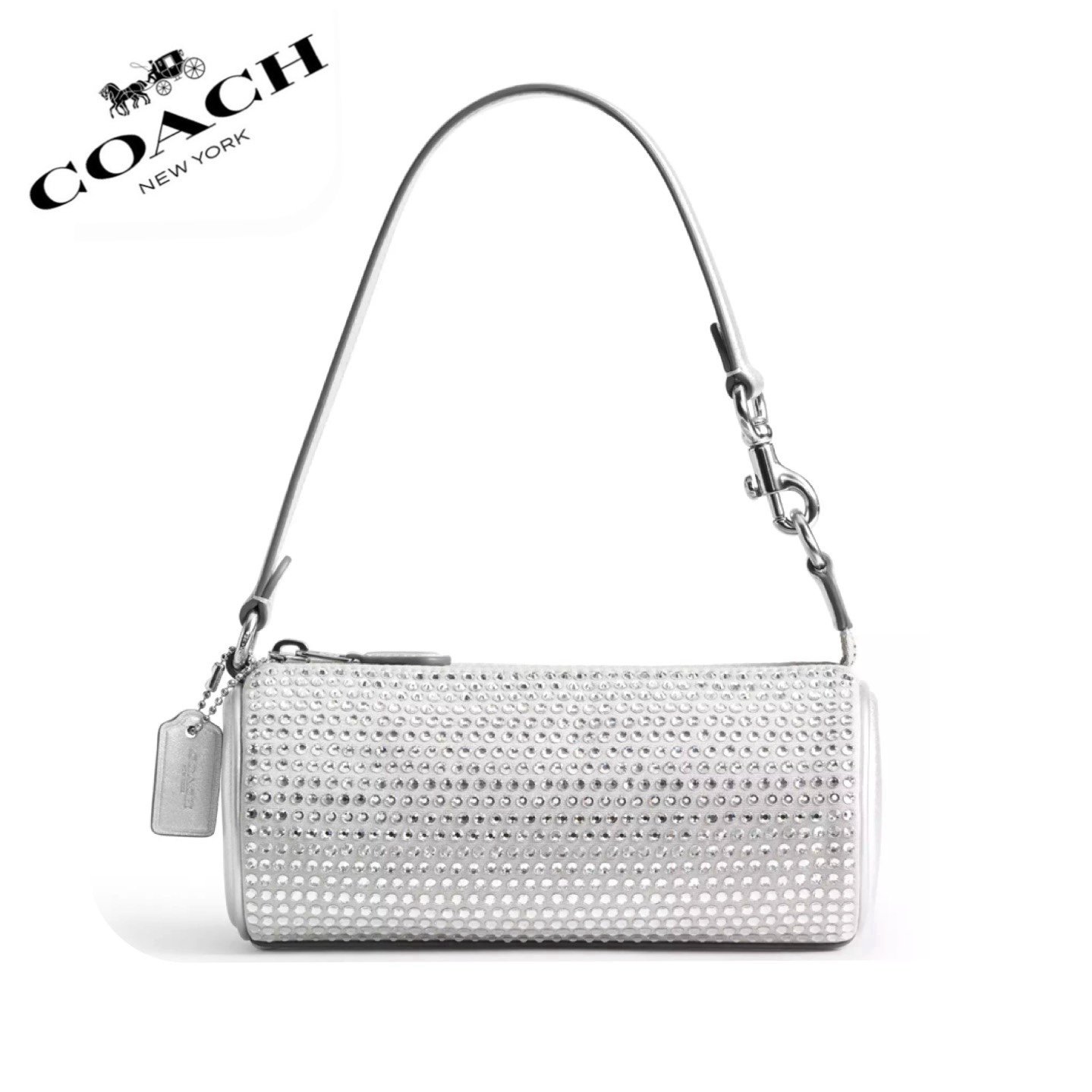 NWT COACH Nolita Barrel Bag Crystal Fabric/Metallic Smooth Leather