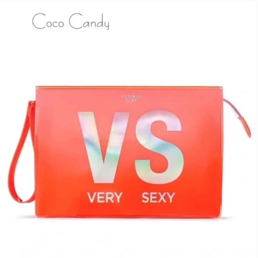 Victoria's Secret Logo Orange Cosmetic Bag