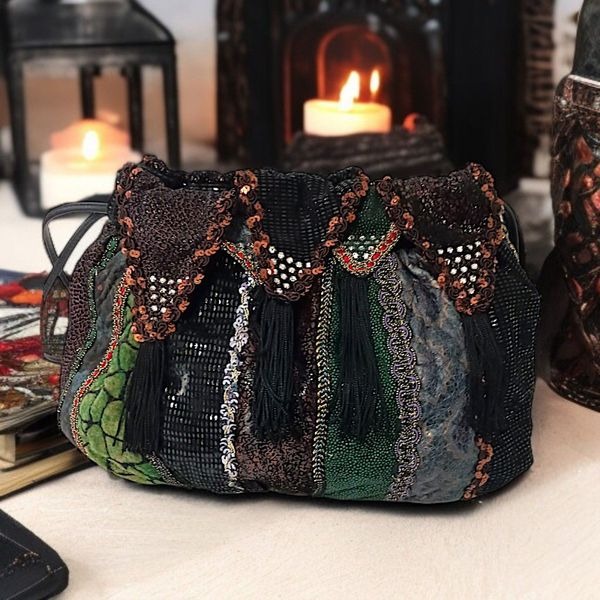 Rita Diana For Mylinka Bag Vintage Mixed Media Suede Leather Tassels Whimsigoth.