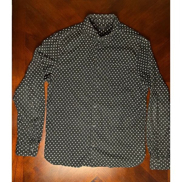 ALLSAINTS Men's Black Polka Dot Shirt